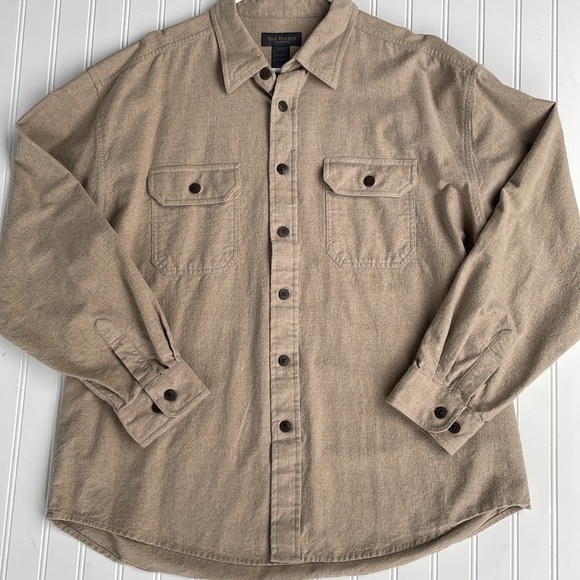 VAN HEUSEN MENS TAN COTTON LONG SLEEVE BUTTON UP SHIRT SIZE XL - Picture 2 of 6
